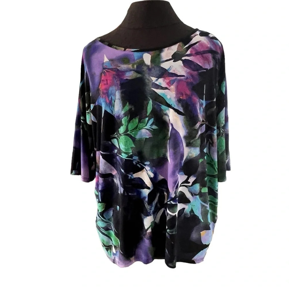Clare Sun Woo Watercolor Floral Short Sleeve Top Size Medium